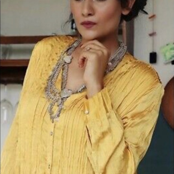 “set” Zara Mustard Wrinkle Look Dress /Pants NWT - Picture 5 of 16